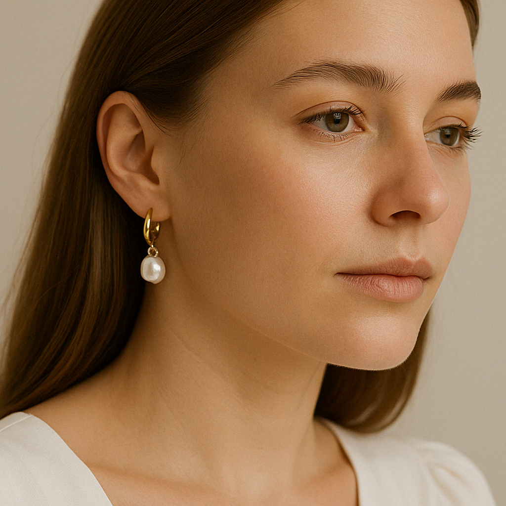 Baroque Pearl Hoop Earrings