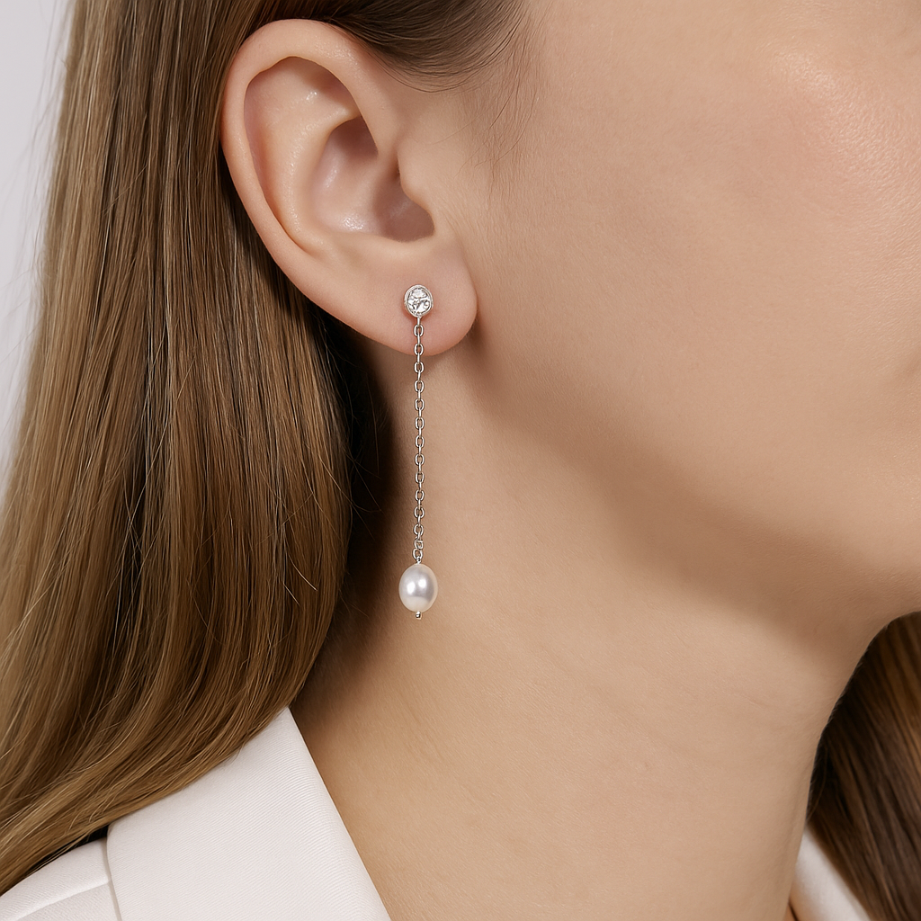 Aurora Hanging Pearl Earrings