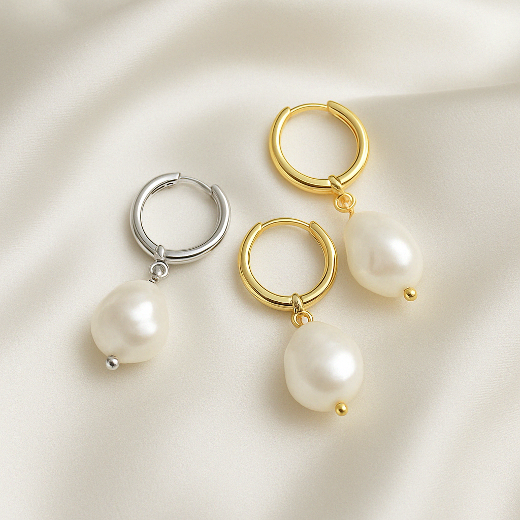 Baroque Pearl Hoop Earrings