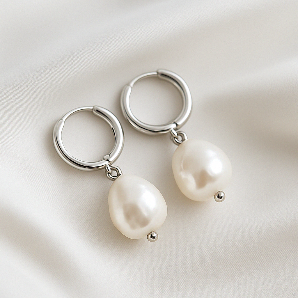 Baroque Pearl Hoop Earrings