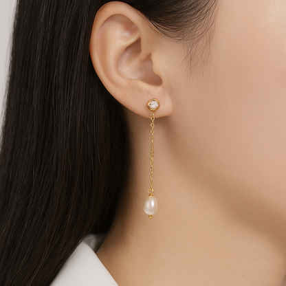 Aurora Hanging Pearl Earrings