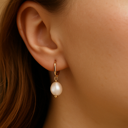 Baroque Pearl Hoop Earrings